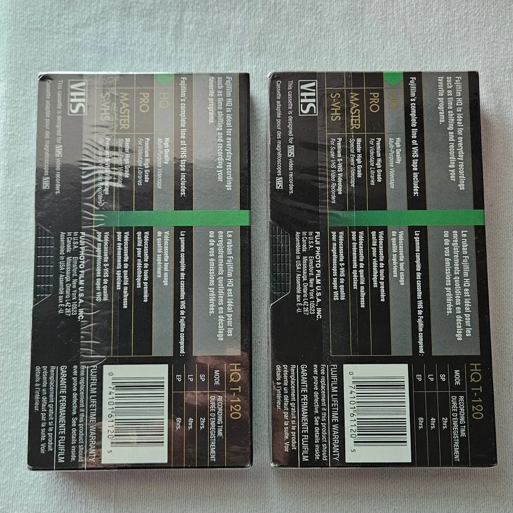 Fujifilm HQ 120 VHS Blank‎ Videotape T-120 6 Hour High Quality 2 Pack Sealed